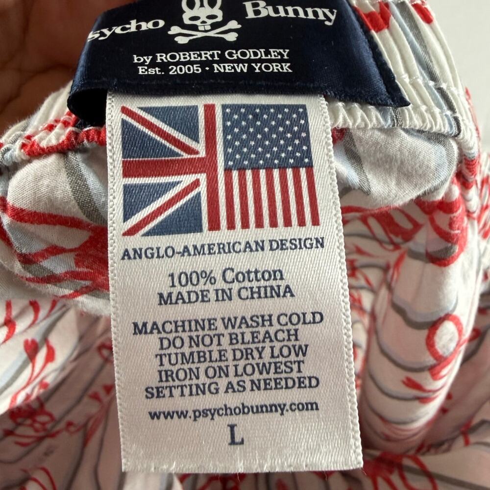 Psycho Bunny Men's Pajama Shorts - Red Logo - Size L - Picture 9 of 9